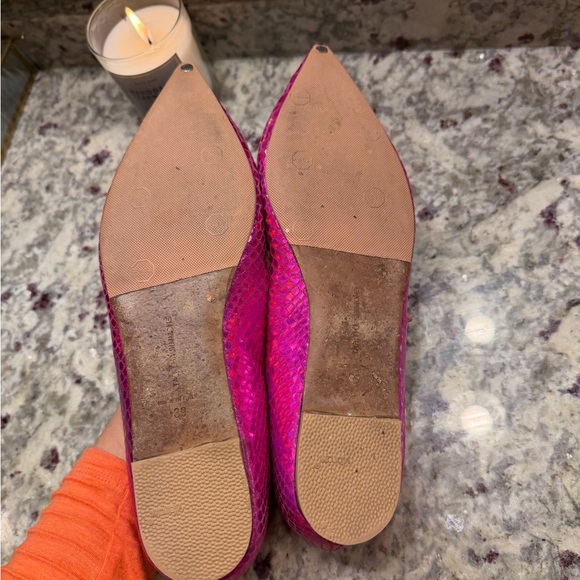 Tabitha Simmons Fuscia Pink Holographic Mary Jane Flats Sandals made in Italy - Picture 8 of 14